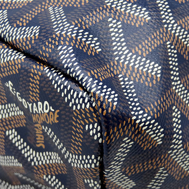 ゴヤール GOYARD サンルイPM ネイビーブルー PVCコーティングキャンバス ゴヤールディンキャンバス シュヴロッシュカーフスキン トートバッグ シルバー金具 リバーシブル ヘリンボーン