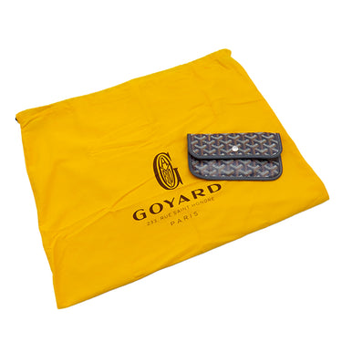 ゴヤール GOYARD サンルイPM ネイビーブルー PVCコーティングキャンバス ゴヤールディンキャンバス シュヴロッシュカーフスキン トートバッグ シルバー金具 リバーシブル ヘリンボーン