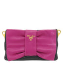 プラダ PRADA バンドリヤー リボンモチーフ BT0685 NERO×DALIA ラムスキン ナッパレザー 2WAYバッグ ゴールド金具 ポーチ ショルダー 黒 ピンク