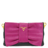 プラダ PRADA バンドリヤー リボンモチーフ BT0685 NERO×DALIA ラムスキン ナッパレザー 2WAYバッグ ゴールド金具 ポーチ ショルダー 黒 ピンク