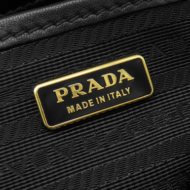 プラダ PRADA バンドリヤー リボンモチーフ BT0685 NERO×DALIA ラムスキン ナッパレザー 2WAYバッグ ゴールド金具 ポーチ ショルダー 黒 ピンク