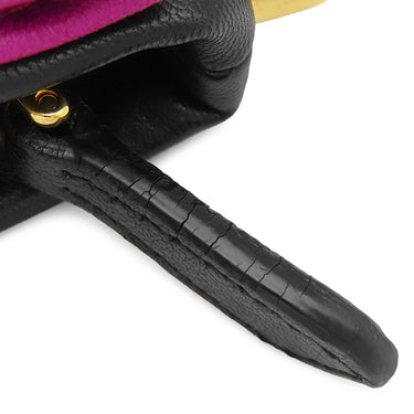 プラダ PRADA バンドリヤー リボンモチーフ BT0685 NERO×DALIA ラムスキン ナッパレザー 2WAYバッグ ゴールド金具 ポーチ ショルダー 黒 ピンク