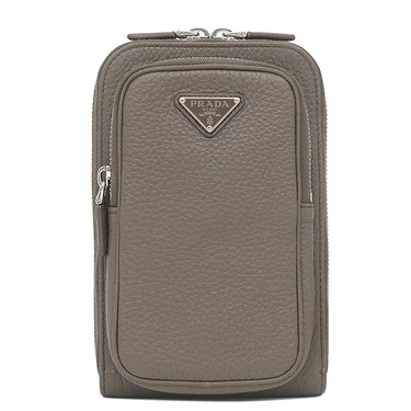 プラダ PRADA レザー スマートフォンケース 2ZH195 バンブー レザー ヴィッテロ ダイノ ショルダーバッグ シルバー金具 三角ロゴ ショルダー ポシェット