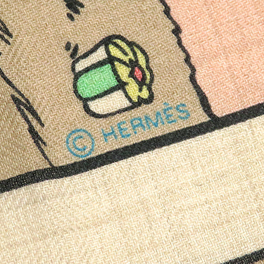 エルメス HERMES カレ140 カレジェアン H244098S ナチュラル×ヴェール×ジョーヌ カシミヤ シルク ストール 未使用 【エルメス ロコモーション】