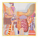 エルメス HERMES カレ90 CARRE グレー×マルチカラー カシミヤ シルク スカーフ 【LA SELLE IMAGINARIE/空想の鞍】