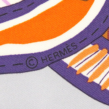 エルメス HERMES カレ90 CARRE グレー×マルチカラー カシミヤ シルク スカーフ 【LA SELLE IMAGINARIE/空想の鞍】