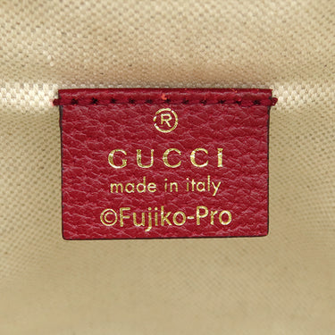 グッチ GUCCI ドラえもん コラボ ミニバケット 647801 ブラウン×レッド GGスプリームキャンバス レザー ショルダーバッグ ゴールド金具 茶 赤 巾着バッグ