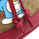 グッチ GUCCI ドラえもん コラボ ミニバケット 647801 ブラウン×レッド GGスプリームキャンバス レザー ショルダーバッグ ゴールド金具 茶 赤 巾着バッグ