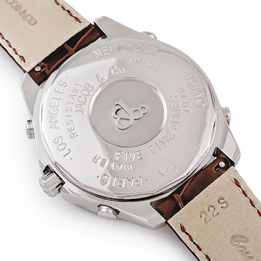 腕時計 ジェイコブ JACOB&CO 5タイムゾーン 47mm スカル JC-SKULL7D クオーツ メンズ 純正ダイヤ パヴェ シェル GMT 骸骨 ドクロ