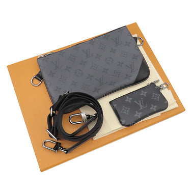 ルイヴィトン LOUIS VUITTON トリオ メッセンジャー M69443 モノグラムエクリプス モノグラムエクリプス モノグラムエクリプスリバースキャンバス ショルダーバッグ シルバー金具 黒 グレー