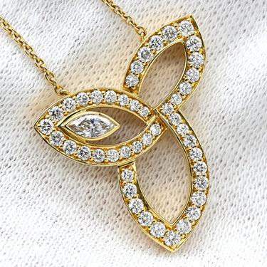 ハリーウィンストン Harry Winston リリークラスター PEDYMQRFLE イエローゴールド K18YG ダイヤモンド ネックレス ダイヤ マーキス ブリリアントカット 750YG