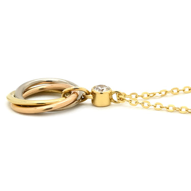 カルティエ Cartier ベビー トリニティ 1Pダイヤ イエローゴールド×ホワイトゴールド×ピンクゴールド K18YG K18WG K18PG ダイヤモンド ネックレス 3カラー Au750 18K 18金