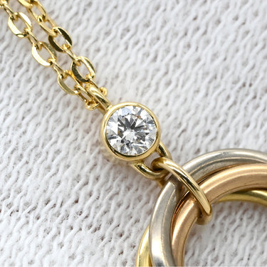 カルティエ Cartier ベビー トリニティ 1Pダイヤ イエローゴールド×ホワイトゴールド×ピンクゴールド K18YG K18WG K18PG ダイヤモンド ネックレス 3カラー Au750 18K 18金