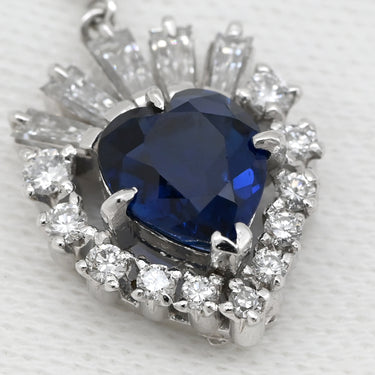 ミキモト MIKIMOTO サファイア ダイヤ ハートペンダント ブルー×プラチナシルバー Pt900 サファイア ダイヤモンド ネックレス MIKIMOTO PT 他社製ネックレス