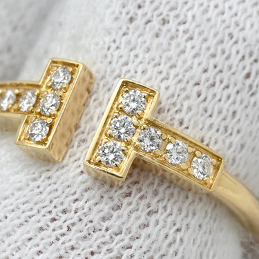 ティファニー Tiffany & Co T ダイヤモンド ワイヤー 60147091 イエローゴールド K18YG ダイヤモンド リング 指輪 T&Co. AU750 18K YG 7.5号