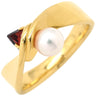 タサキ TASAKI リファインド リベリオン レッド×パールホワイト×イエローゴールド K18YG パール ガーネット リング 指輪 TASAKI ガーネット 真珠 1P 750 18K 18金 YG 10.5号