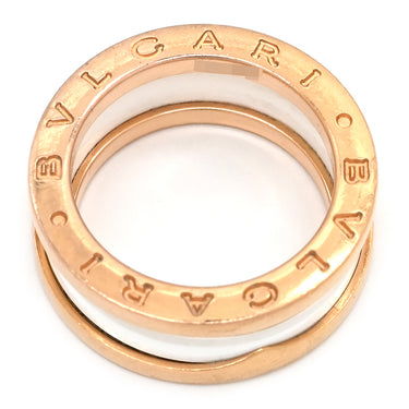 ブルガリ BVLGARI ビーゼロワン B-zero1 2バンドリング ホワイト×ピンクゴールド K18PG セラミック #51(JP11) リング 指輪 白セラミック Au750 18K 10号