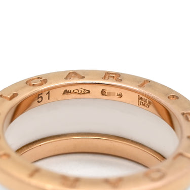 ブルガリ BVLGARI ビーゼロワン B-zero1 2バンドリング ホワイト×ピンクゴールド K18PG セラミック #51(JP11) リング 指輪 白セラミック Au750 18K 10号