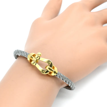フレッド FRED フォース10 ラージモデル シルバー×イエローゴールド K18YG ステンレスケーブル GP(コードエンド) #17 ブレスレット Au750 18K PG