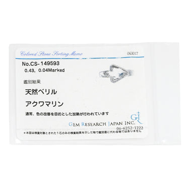 奥村佳彦 YOSHIHIKO OKUMURA アクアマリン0.43ct ダイヤモンド ブルー×プラチナシルバー Pt900 アクアマリン ダイヤモンド リング 指輪 青 アクアマリン PT トリリアントカット 三角形 11.5号