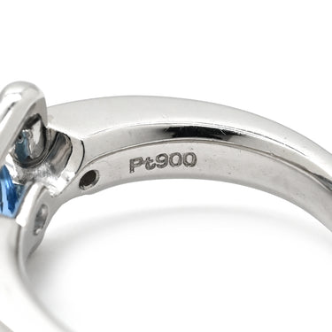 奥村佳彦 YOSHIHIKO OKUMURA アクアマリン0.43ct ダイヤモンド ブルー×プラチナシルバー Pt900 アクアマリン ダイヤモンド リング 指輪 青 アクアマリン PT トリリアントカット 三角形 11.5号