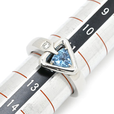 奥村佳彦 YOSHIHIKO OKUMURA アクアマリン0.43ct ダイヤモンド ブルー×プラチナシルバー Pt900 アクアマリン ダイヤモンド リング 指輪 青 アクアマリン PT トリリアントカット 三角形 11.5号