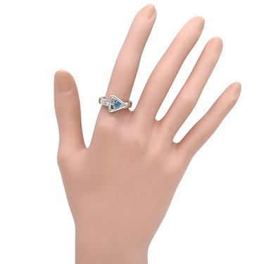奥村佳彦 YOSHIHIKO OKUMURA アクアマリン0.43ct ダイヤモンド ブルー×プラチナシルバー Pt900 アクアマリン ダイヤモンド リング 指輪 青 アクアマリン PT トリリアントカット 三角形 11.5号