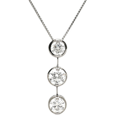 ノンブランド NON BRAND ダイヤペンダント 1.76ct プラチナシルバー Pt900 ダイヤモンド PT850(チェーン) ネックレス 3連 ドロップ スウィング プラチナ 3石 3粒 ラウンドブリリアント