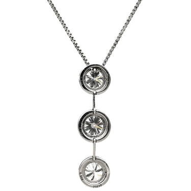 ノンブランド NON BRAND ダイヤペンダント 1.76ct プラチナシルバー Pt900 ダイヤモンド PT850(チェーン) ネックレス 3連 ドロップ スウィング プラチナ 3石 3粒 ラウンドブリリアント