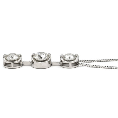 ノンブランド NON BRAND ダイヤペンダント 1.76ct プラチナシルバー Pt900 ダイヤモンド PT850(チェーン) ネックレス 3連 ドロップ スウィング プラチナ 3石 3粒 ラウンドブリリアント