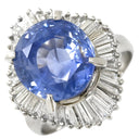 ノンブランド NON BRAND ブルーサファイア 10.0ct ダイヤ ブルー×プラチナシルバー Pt900 サファイア ダイヤモンド リング 指輪 大粒 青 プラチナ900 オーバル スリランカ産 コーンフラワー テーパー 14号