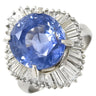 ノンブランド NON BRAND ブルーサファイア 10.0ct ダイヤ ブルー×プラチナシルバー Pt900 サファイア ダイヤモンド リング 指輪 大粒 青 プラチナ900 オーバル スリランカ産 コーンフラワー テーパー 14号