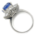 ノンブランド NON BRAND ブルーサファイア 10.0ct ダイヤ ブルー×プラチナシルバー Pt900 サファイア ダイヤモンド リング 指輪 大粒 青 プラチナ900 オーバル スリランカ産 コーンフラワー テーパー 14号