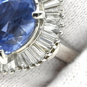 ノンブランド NON BRAND ブルーサファイア 10.0ct ダイヤ ブルー×プラチナシルバー Pt900 サファイア ダイヤモンド リング 指輪 大粒 青 プラチナ900 オーバル スリランカ産 コーンフラワー テーパー 14号
