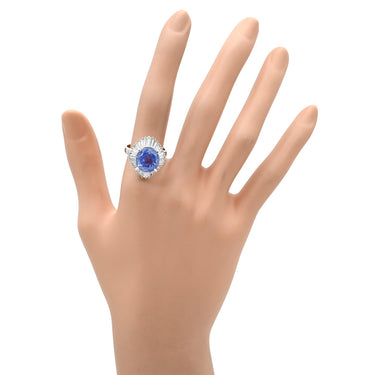 ノンブランド NON BRAND ブルーサファイア 10.0ct ダイヤ ブルー×プラチナシルバー Pt900 サファイア ダイヤモンド リング 指輪 大粒 青 プラチナ900 オーバル スリランカ産 コーンフラワー テーパー 14号