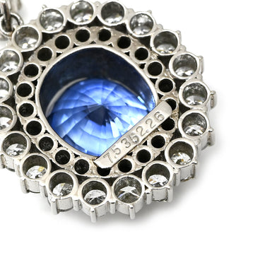 ノンブランド NON BRAND サファイア 7.535ct ダイヤペンダント ブルー×プラチナシルバー Pt900 サファイア ダイヤモンド Pt850(チェーン) ネックレス 青 ブルー 大粒 プラチナ900 クッションミックスカット