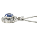 ノンブランド NON BRAND サファイア 7.535ct ダイヤペンダント ブルー×プラチナシルバー Pt900 サファイア ダイヤモンド Pt850(チェーン) ネックレス 青 ブルー 大粒 プラチナ900 クッションミックスカット
