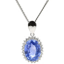 ノンブランド NON BRAND サファイア 8.75ct ダイヤペンダント ブルー×プラチナシルバー Pt900 サファイア ダイヤモンド Pt850(チェーン) ネックレス 青 ブルー 大粒 プラチナ900 オーバル