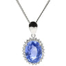 ノンブランド NON BRAND サファイア 8.75ct ダイヤペンダント ブルー×プラチナシルバー Pt900 サファイア ダイヤモンド Pt850(チェーン) ネックレス 青 ブルー 大粒 プラチナ900 オーバル