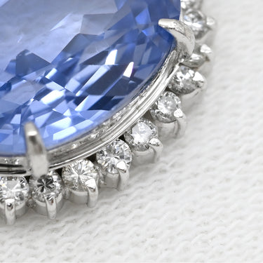 ノンブランド NON BRAND サファイア 8.75ct ダイヤペンダント ブルー×プラチナシルバー Pt900 サファイア ダイヤモンド Pt850(チェーン) ネックレス 青 ブルー 大粒 プラチナ900 オーバル