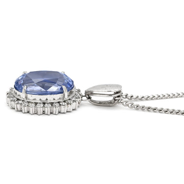 ノンブランド NON BRAND サファイア 8.75ct ダイヤペンダント ブルー×プラチナシルバー Pt900 サファイア ダイヤモンド Pt850(チェーン) ネックレス 青 ブルー 大粒 プラチナ900 オーバル