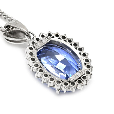 ノンブランド NON BRAND サファイア 8.75ct ダイヤペンダント ブルー×プラチナシルバー Pt900 サファイア ダイヤモンド Pt850(チェーン) ネックレス 青 ブルー 大粒 プラチナ900 オーバル