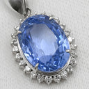ノンブランド NON BRAND サファイア 8.75ct ダイヤペンダント ブルー×プラチナシルバー Pt900 サファイア ダイヤモンド Pt850(チェーン) ネックレス 青 ブルー 大粒 プラチナ900 オーバル