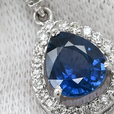 ノンブランド NON BRAND ロイヤルブルー サファイア 2.15ct ダイヤ ブルー×ホワイトゴールド K18WG サファイア ダイヤモンド ピアス 18K 750WG ペアシェイプ ドロップ スイング