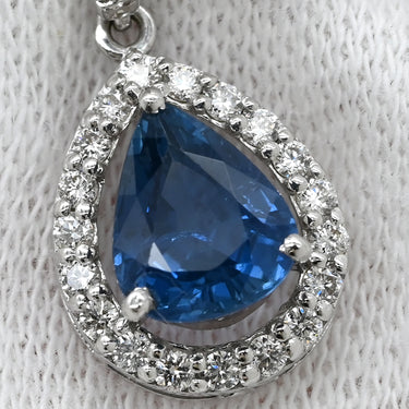 ノンブランド NON BRAND ロイヤルブルー サファイア 2.15ct ダイヤ ブルー×ホワイトゴールド K18WG サファイア ダイヤモンド ピアス 18K 750WG ペアシェイプ ドロップ スイング