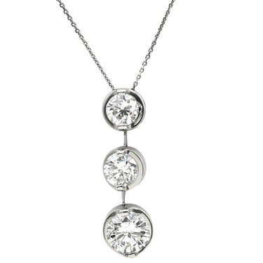 ノンブランド NON BRAND ダイヤペンダント 4.1ct プラチナシルバー Pt900 ダイヤモンド PT850(チェーン) ネックレス 3連 ドロップ スウィング プラチナ 3石 3粒 ラウンドブリリアント