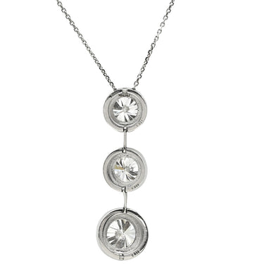 ノンブランド NON BRAND ダイヤペンダント 4.1ct プラチナシルバー Pt900 ダイヤモンド PT850(チェーン) ネックレス 3連 ドロップ スウィング プラチナ 3石 3粒 ラウンドブリリアント