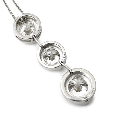 ノンブランド NON BRAND ダイヤペンダント 4.1ct プラチナシルバー Pt900 ダイヤモンド PT850(チェーン) ネックレス 3連 ドロップ スウィング プラチナ 3石 3粒 ラウンドブリリアント