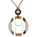 エルメス HERMES Hエキップ H057087FL01 サーブル バッファローホーン レザー ラッカー ネックレス シルバー金具 茶 白 ベージュ