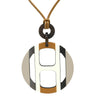 エルメス HERMES Hエキップ H057087FL01 サーブル バッファローホーン レザー ラッカー ネックレス シルバー金具 茶 白 ベージュ